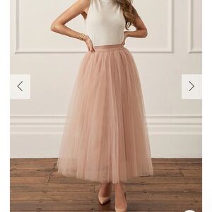 Pleated Pink Maxi Skirt for Cocktail Events